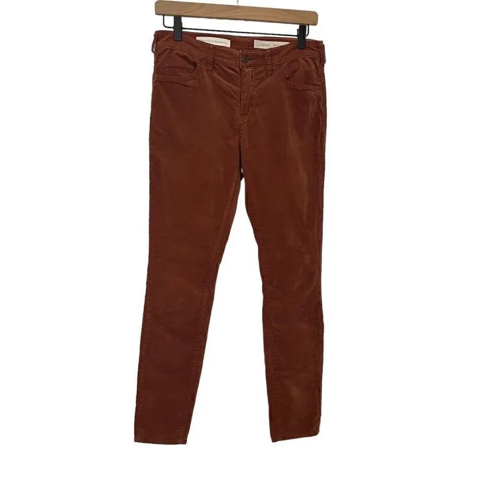 Pilcro and the Letterpress Script Crushed Velvet Rust Pants Size 26